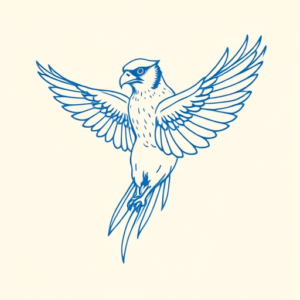 Blue Ink Minimal Shading Falcon Tattoo