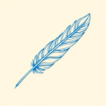 Blue Ink Minimal Shading Feather Tattoo