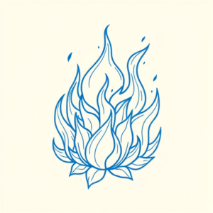 Blue Ink Minimal Shading Fire Tattoo