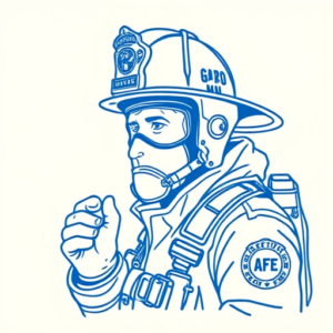 Blue Ink Minimal Shading Firefighter Tattoo