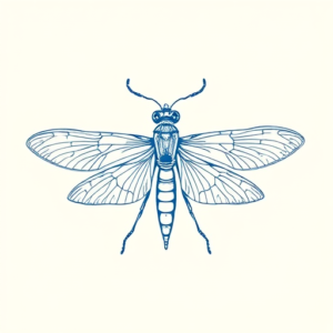 Blue Ink Minimal Shading Firefly Tattoo