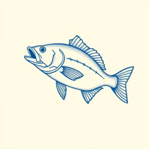 Blue Ink Minimal Shading Fishing Tattoo