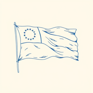 Blue Ink Minimal Shading Flag Tattoo