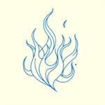 Blue Ink Minimal Shading Flame Tattoo