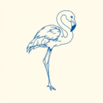 Blue Ink Minimal Shading Flamingo Tattoo