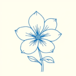 Blue Ink Minimal Shading Flower Tattoo