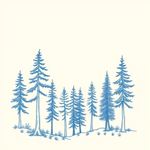 Blue Ink Minimal Shading Forest Tattoo