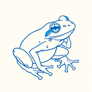 Blue Ink Minimal Shading Frog Tattoo