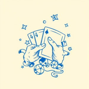 Blue Ink Minimal Shading Gambling Tattoo