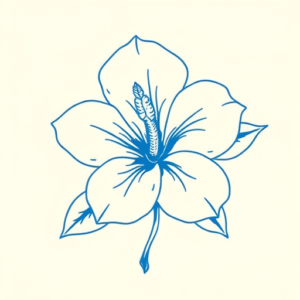 Blue Ink Minimal Shading Gardenia Tattoo
