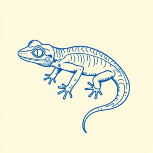 Blue Ink Minimal Shading Gecko Tattoo