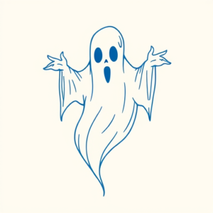 Blue Ink Minimal Shading Ghost Tattoo