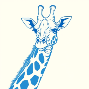Blue Ink Minimal Shading Giraffe Tattoo