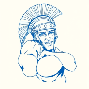 Blue Ink Minimal Shading Gladiator Tattoo