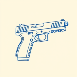 Blue Ink Minimal Shading Glock Tattoo
