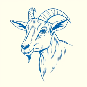 Blue Ink Minimal Shading Goat Tattoo