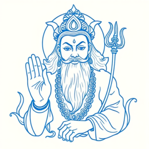 Blue Ink Minimal Shading God Tattoo