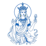 Blue Ink Minimal Shading Goddess Tattoo