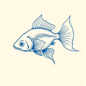 Blue Ink Minimal Shading Goldfish Tattoo
