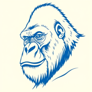 Blue Ink Minimal Shading Gorilla Tattoo