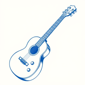Blue Ink Minimal Shading Guitar Tattoo