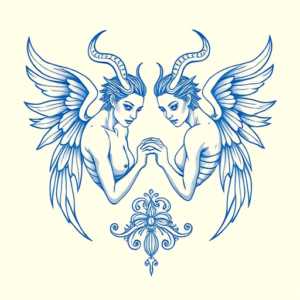 Blue Ink Minimal Shading Hades Tattoo