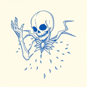 Blue Ink Minimal Shading Halloween Tattoo