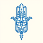 Blue Ink Minimal Shading Hamsa Tattoo