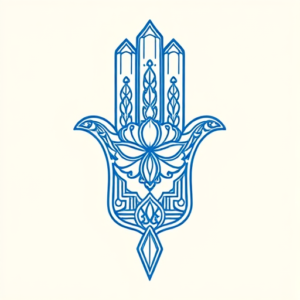Blue Ink Minimal Shading Hamsa Tattoo