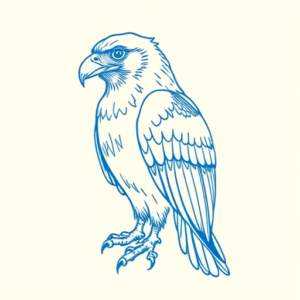Blue Ink Minimal Shading Hawk Tattoo