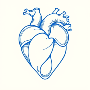 Blue Ink Minimal Shading Heart Tattoo