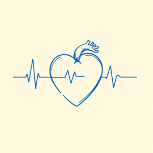 Blue Ink Minimal Shading Heartbeat Tattoo