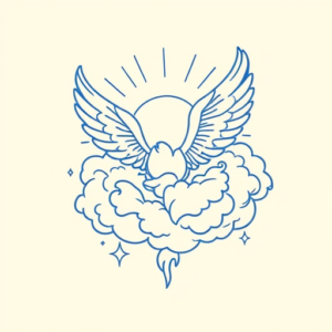 Blue Ink Minimal Shading Heaven Tattoo