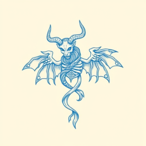 Blue Ink Minimal Shading Hecate Tattoo