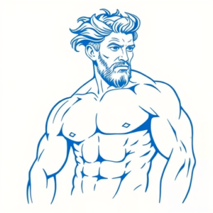 Blue Ink Minimal Shading Hercules Tattoo