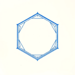 Blue Ink Minimal Shading Hexagon Tattoo