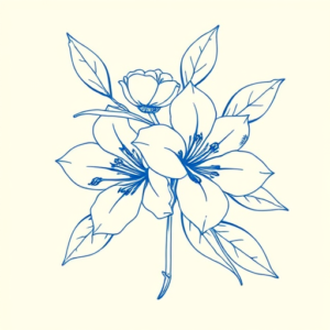 Blue Ink Minimal Shading Honeysuckle Tattoo