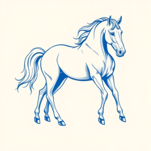 Blue Ink Minimal Shading Horse Tattoo