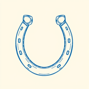 Blue Ink Minimal Shading Horseshoe Tattoo