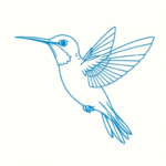 Blue Ink Minimal Shading Hummingbird Tattoo