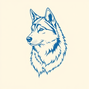 Blue Ink Minimal Shading Husky Tattoo