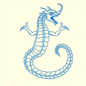 Blue Ink Minimal Shading Hydra Tattoo