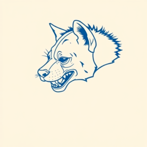 Blue Ink Minimal Shading Hyena Tattoo