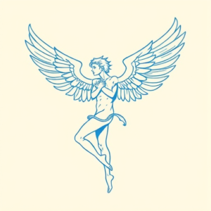 Blue Ink Minimal Shading Icarus Tattoo