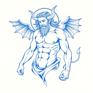 Blue Ink Minimal Shading Incubus Tattoo