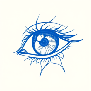 Blue Ink Minimal Shading Iris Tattoo