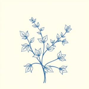 Blue Ink Minimal Shading Ivy Tattoo