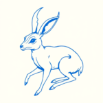Blue Ink Minimal Shading Jackalope Tattoo