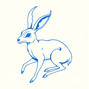 Blue Ink Minimal Shading Jackalope Tattoo