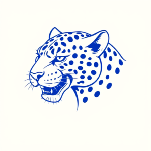 Blue Ink Minimal Shading Jaguar Tattoo
